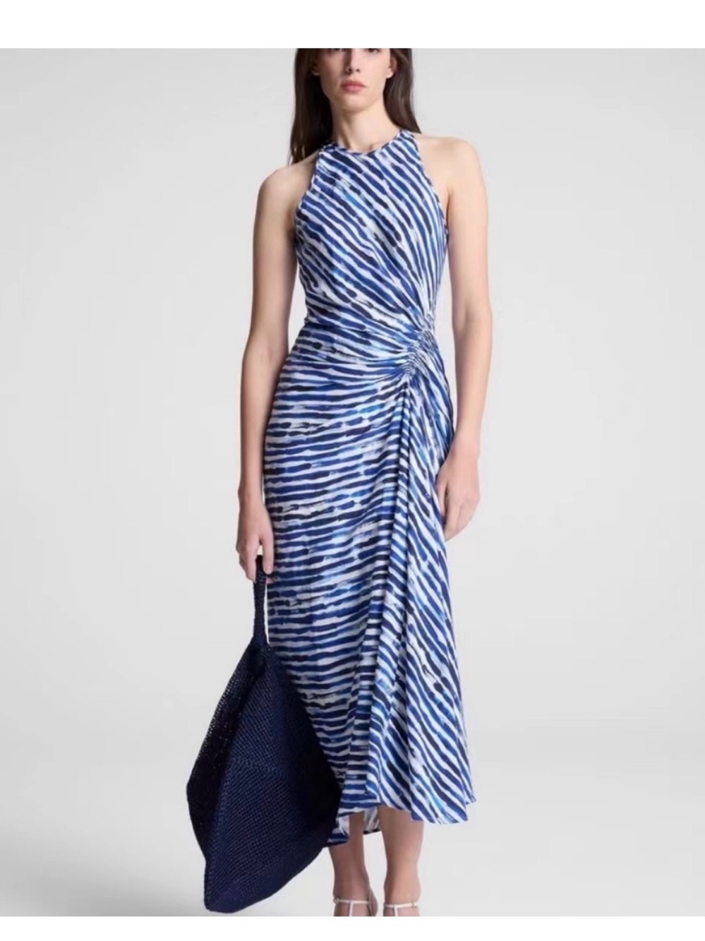 A.L.C. Striped Blue and White Sleeveless Maxi Dress